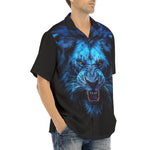 Hawaiian Shirt Glowing Blue Lion Head