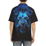 Hawaiian Shirt Glowing Blue Lion Head