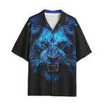 Hawaiian Shirt Glowing Blue Lion Head