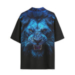 Hawaiian Shirt Glowing Blue Lion Head