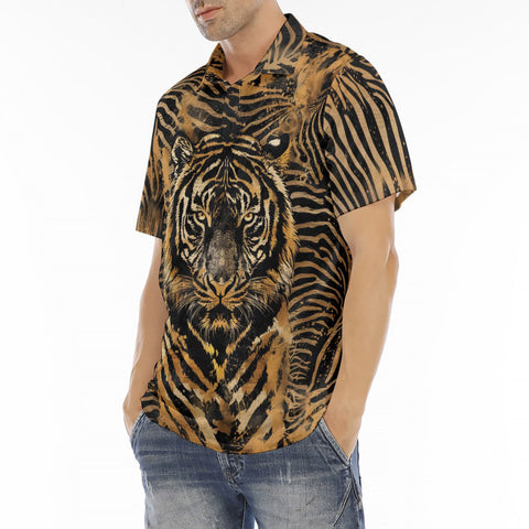 Men's Polo Shirt Tiger Stripes Pattern