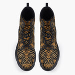 Casual Leather Chunky Boots Tiger Stripes Pattern