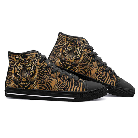 High-Top Canvas Shoes Tiger Stripes Pattern