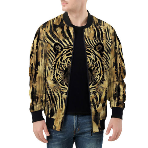 Bomber Jacket Gold Foil Tiger Pattern