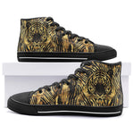 High-Top Canvas Shoes Gold Foil Tiger Pattern