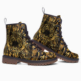 Leather Boots Gold Foil Tiger Pattern