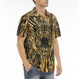 Men's Polo Shirt Gold Foil Tiger Pattern