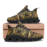 Sports Mesh Sneakers Gold Foil Tiger Pattern