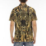 Men's Polo Shirt Gold Foil Tiger Pattern