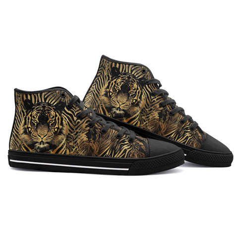 High-Top Canvas Shoes Gold Tiger Stripes