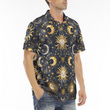 Men's Polo Shirt Golden Suns and Moons