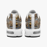 Air Cushion Sneakers Bronze Futuristic Symbols and Emblems