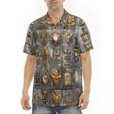 Men's Polo Shirt Bronze Futuristic Symbols and Emblems