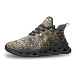 Sports Mesh Sneakers Bronze Futuristic Symbols and Emblems