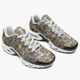 Air Cushion Sneakers Bronze Futuristic Symbols and Emblems