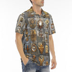 Men's Polo Shirt Bronze Futuristic Symbols and Emblems