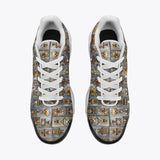 Air Cushion Sneakers Bronze Futuristic Symbols and Emblems