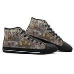 High-Top Canvas Shoes Bronze Futuristic Symbols and Emblems