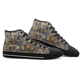 High-Top Canvas Shoes Bronze Futuristic Symbols and Emblems