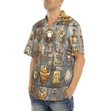 Hawaiian Shirt Bronze Futuristic Symbols and Emblems