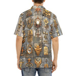 Hawaiian Shirt Bronze Futuristic Symbols and Emblems