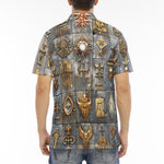 Men's Polo Shirt Bronze Futuristic Symbols and Emblems