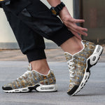 Air Cushion Sneakers Bronze Futuristic Symbols and Emblems