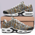 Air Cushion Sneakers Bronze Futuristic Symbols and Emblems