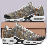 Air Cushion Sneakers Bronze Futuristic Symbols and Emblems