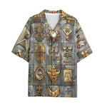 Hawaiian Shirt Bronze Futuristic Symbols and Emblems