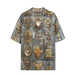 Hawaiian Shirt Bronze Futuristic Symbols and Emblems