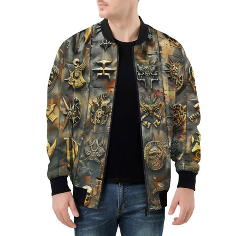 Bomber Jacket Golden Symbols and Emblems