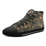 High-Top Canvas Shoes Golden Symbols and Emblems