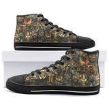 High-Top Canvas Shoes Golden Symbols and Emblems