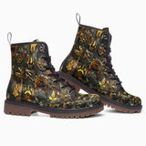 Leather Boots Golden Symbols and Emblems