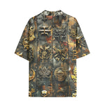 Hawaiian Shirt Golden Symbols and Emblems