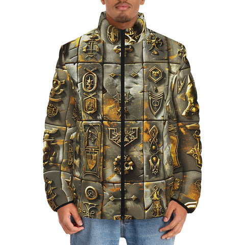 Down-Padded Puffer Jacket Magical Symbols Art