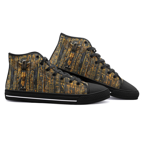High-Top Canvas Shoes Ancient Egyptian Hieroglyphs
