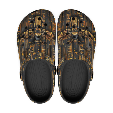 Classic Clogs Wooden Egyptian Hieroglyphs