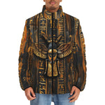 Down-Padded Puffer Jacket Wooden Egyptian Hieroglyphs