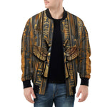 Bomber Jacket Wooden Egyptian Hieroglyphs