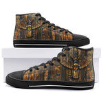 High-Top Canvas Shoes Wooden Egyptian Hieroglyphs