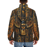 Down-Padded Puffer Jacket Wooden Egyptian Hieroglyphs