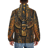 Down-Padded Puffer Jacket Wooden Egyptian Hieroglyphs