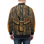 Bomber Jacket Wooden Egyptian Hieroglyphs