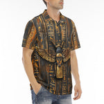 Men's Polo Shirt Wooden Egyptian Hieroglyphs