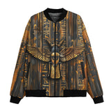 Bomber Jacket Wooden Egyptian Hieroglyphs