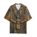 Hawaiian Shirt Wooden Egyptian Hieroglyphs