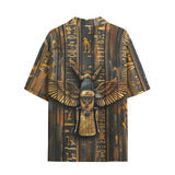 Hawaiian Shirt Wooden Egyptian Hieroglyphs