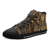 High-Top Canvas Shoes Egypt Gold Pharaohs and Masks